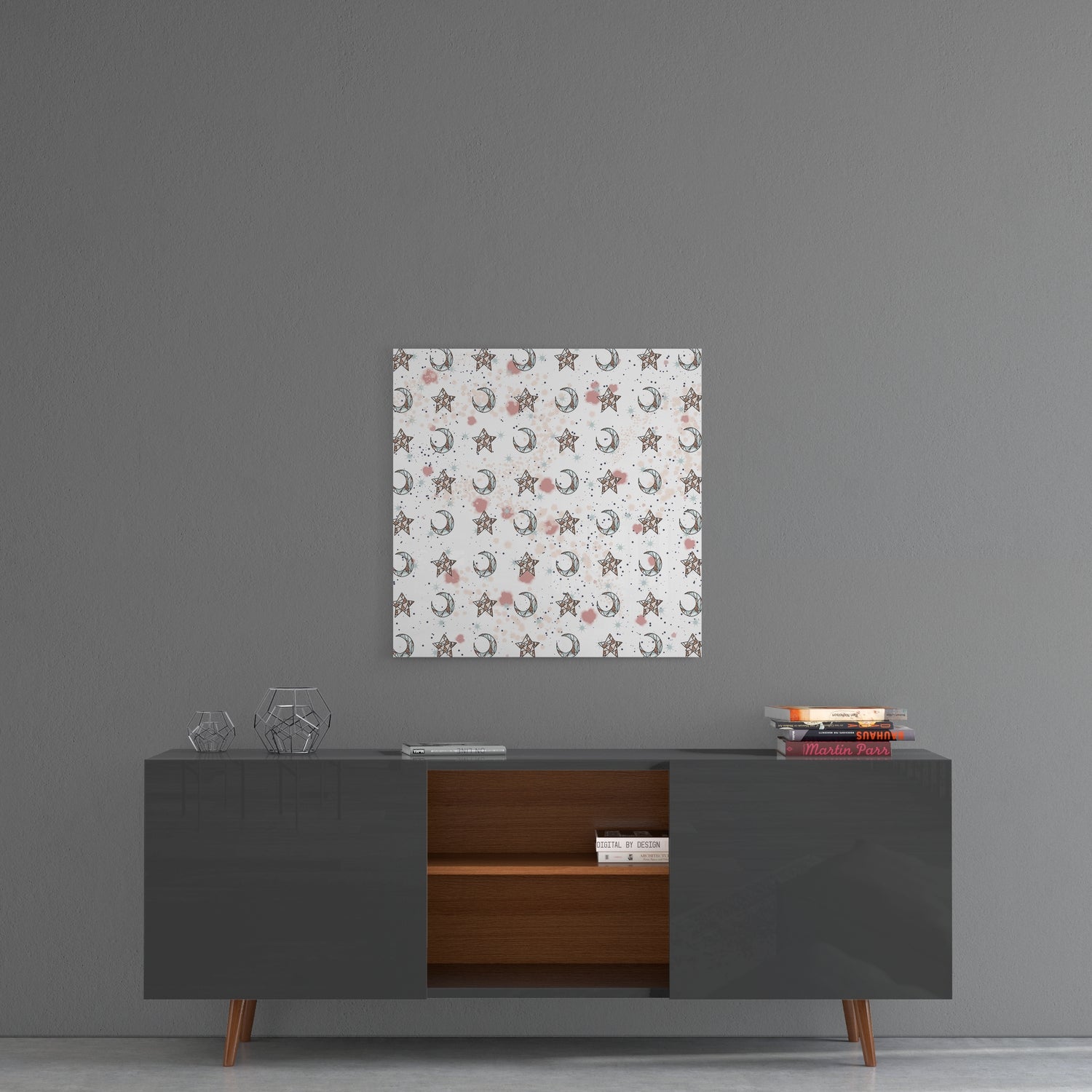 Moon Star Pattern Glass Wall Art.