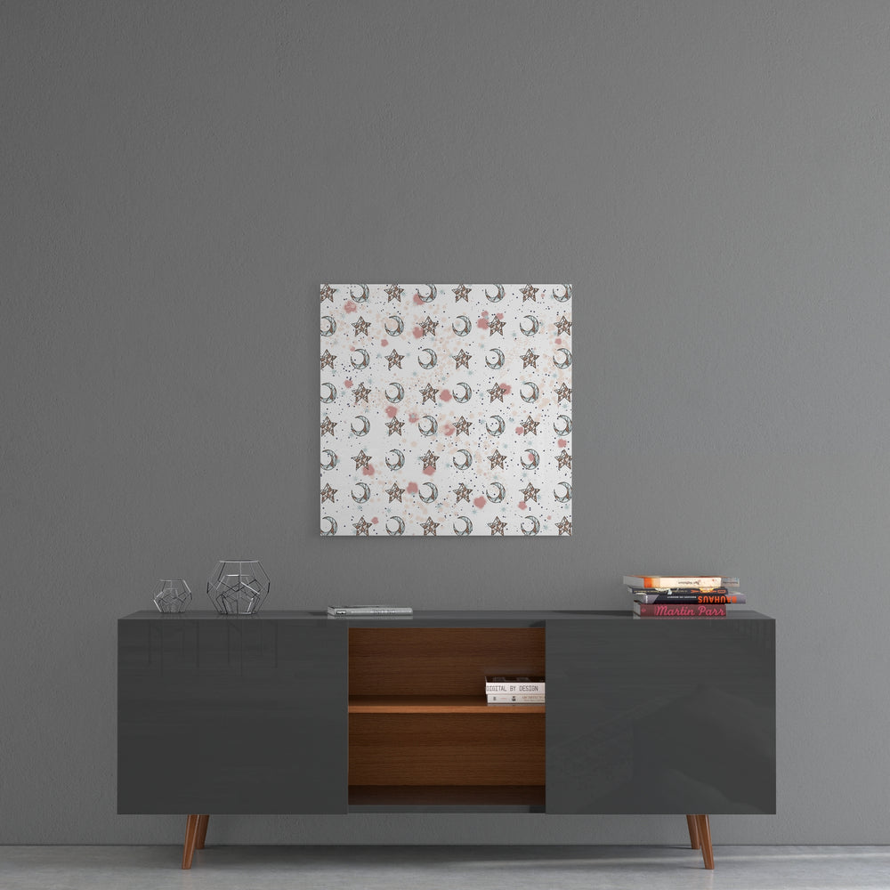Moon Star Pattern Glass Wall Art.