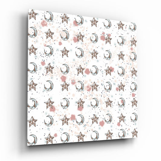 Moon Star Pattern Glass Wall Art.