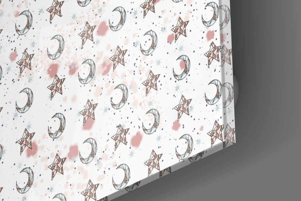 Moon Star Pattern Glass Wall Art.