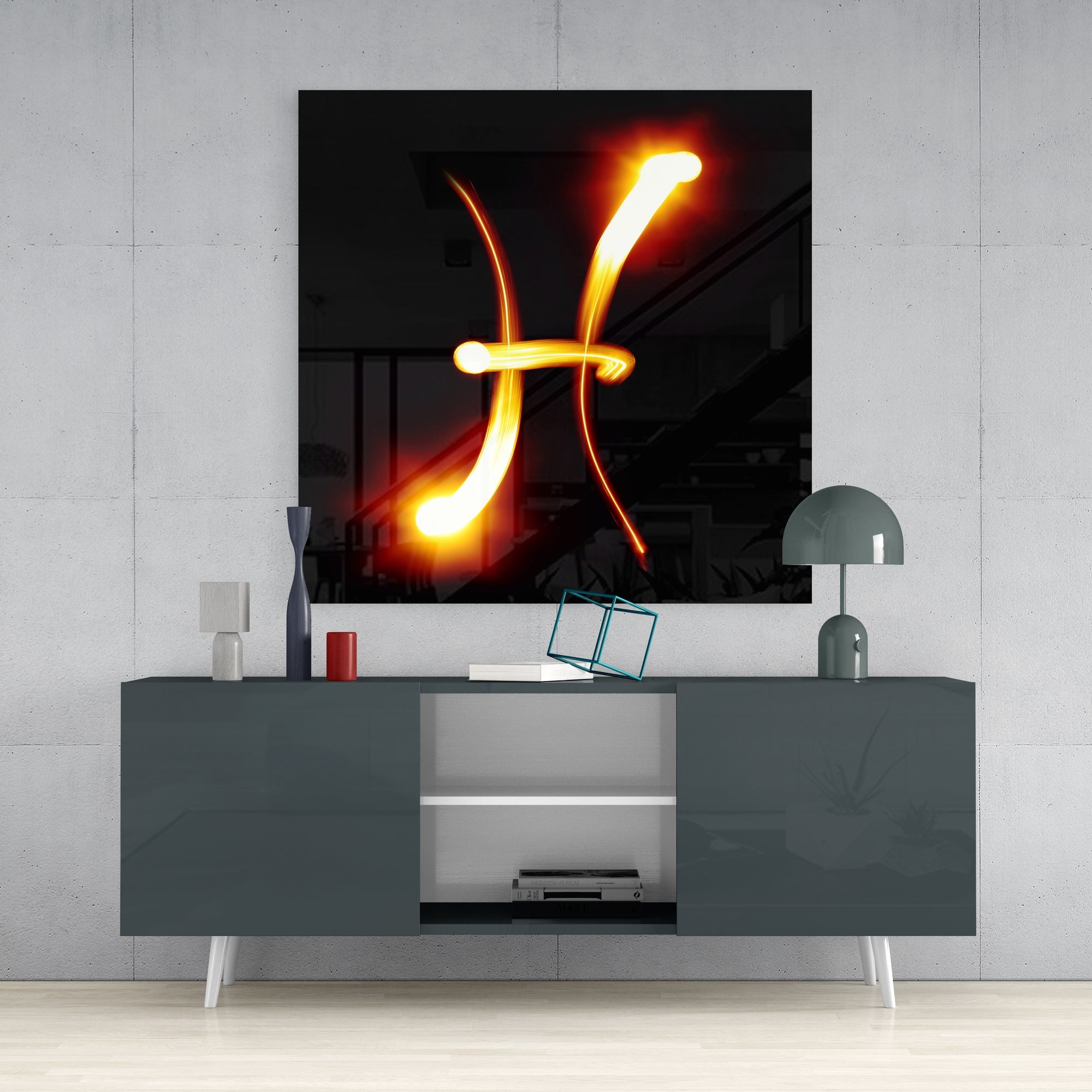 Horoscopes - Pisces Glass Wall Art.