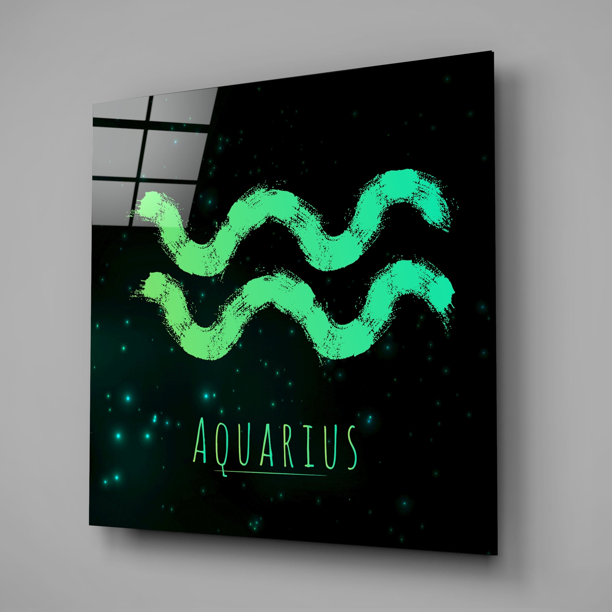 Horoscopes - Aquarius Glass Wall Art.