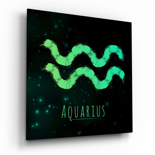 Horoscopes - Aquarius Glass Wall Art.