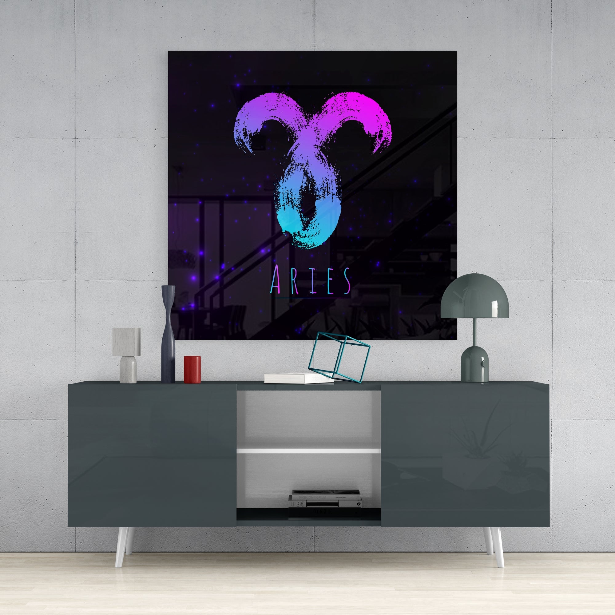 Horoscopes - Aries Glass Wall Art.