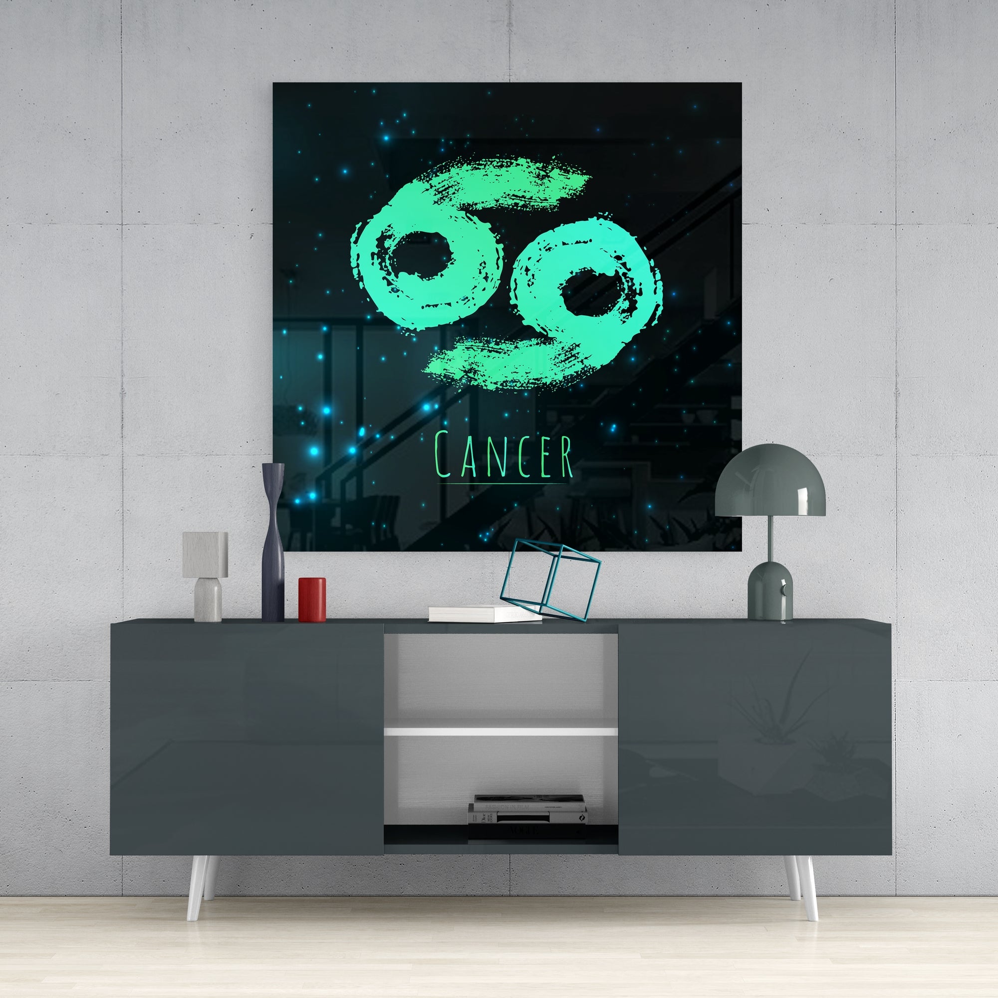 Horoscopes - Cancer Glass Wall Art.