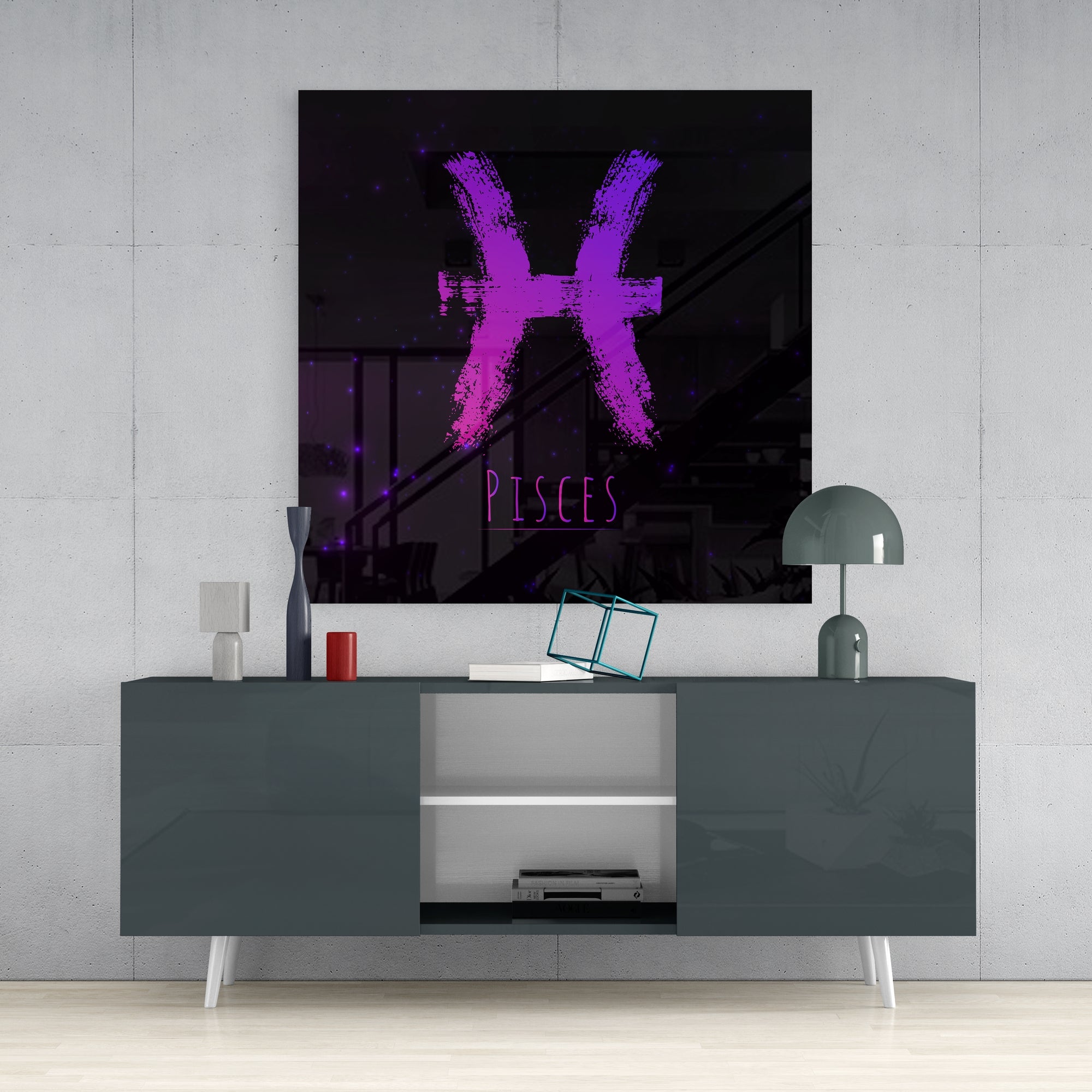 Horoscopes - Pisces Glass Wall Art.