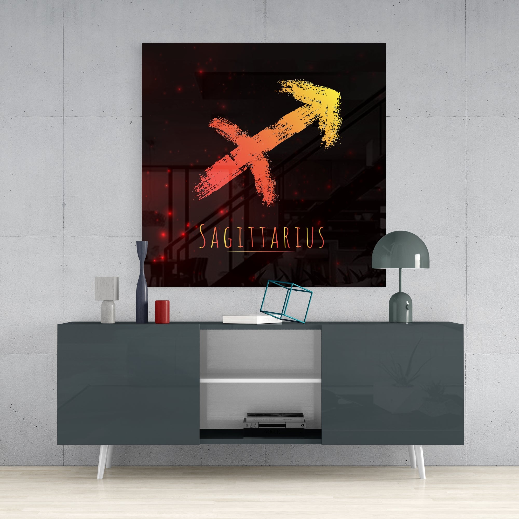 Horoscopes - Sagittarius Glass Wall Art.