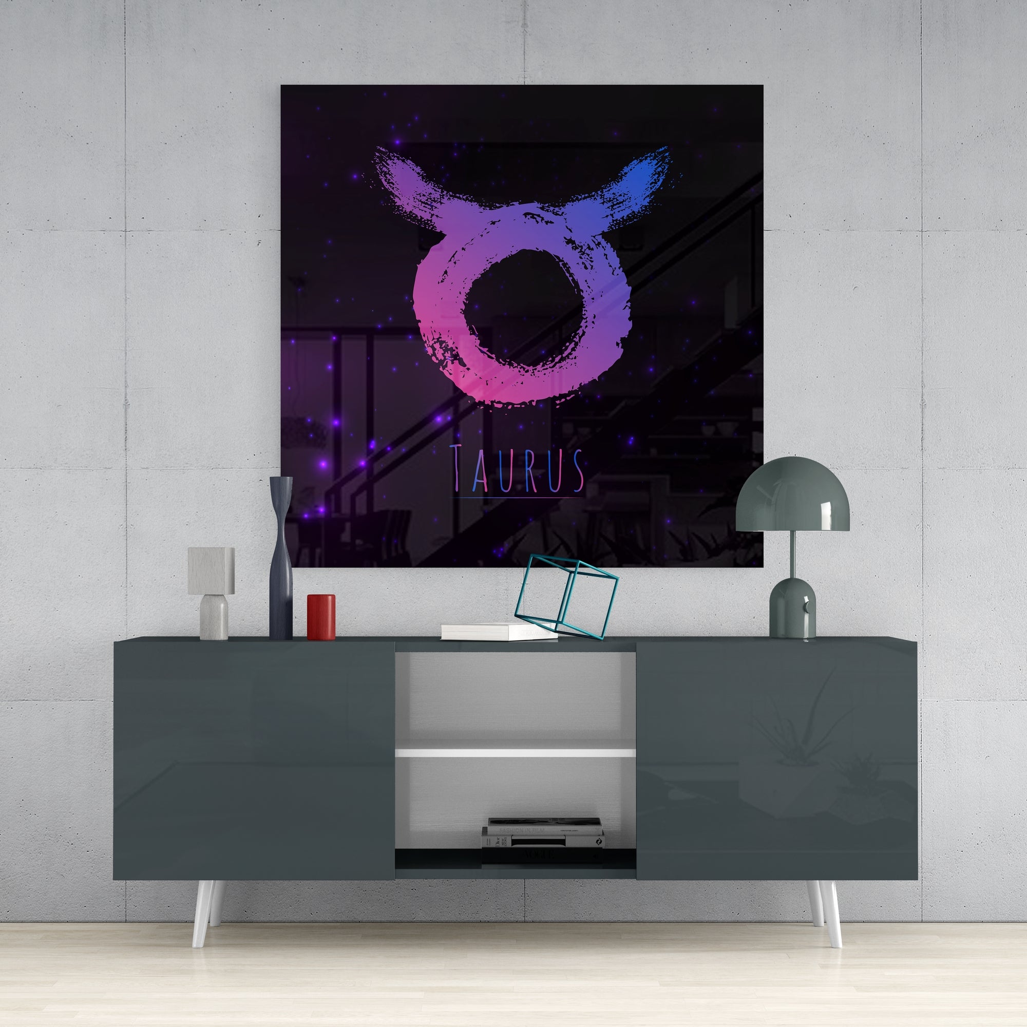Horoscopes - Taurus Glass Wall Art.