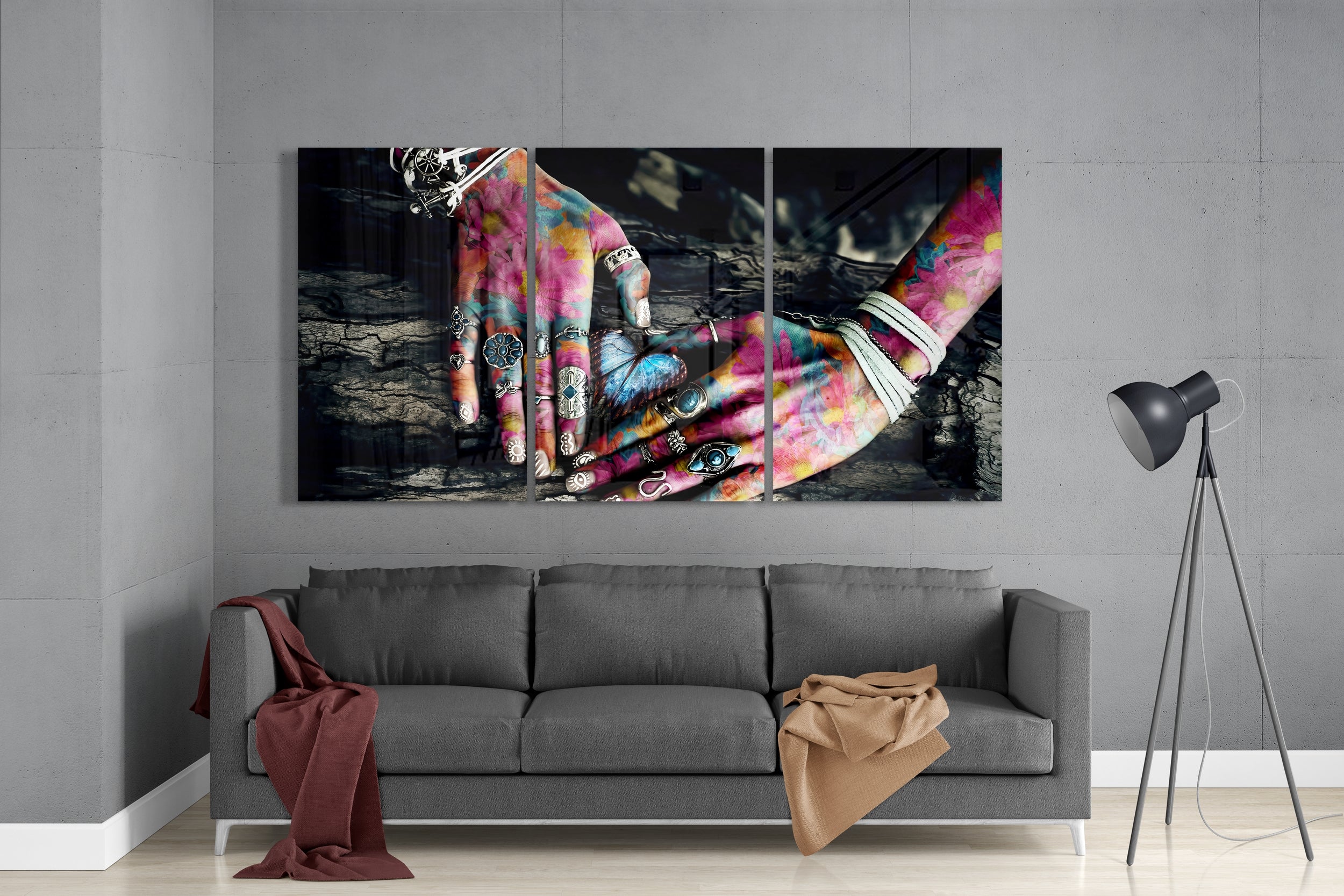 Hands Glass Wall Art.