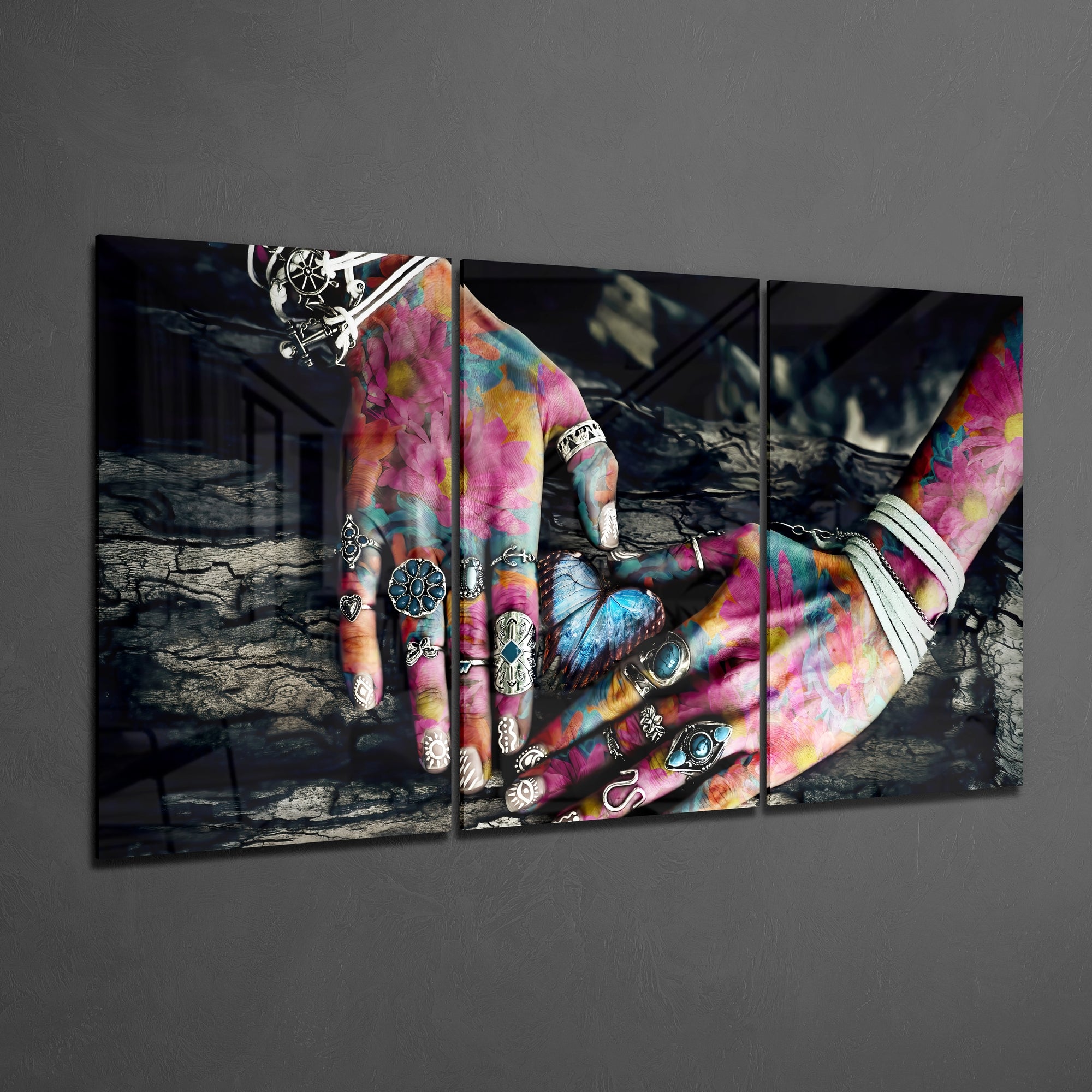 Hands Glass Wall Art.