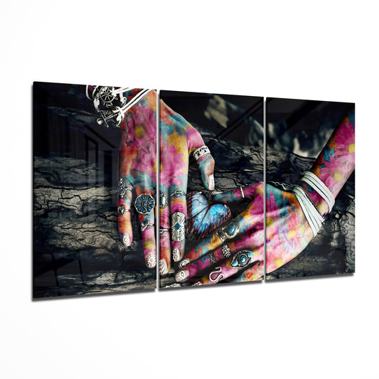 Hands Glass Wall Art.