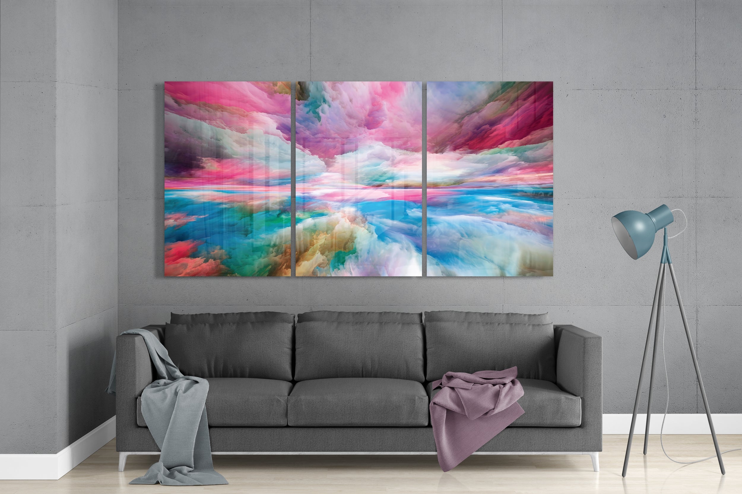 Colorful Clouds Glass Wall Art.