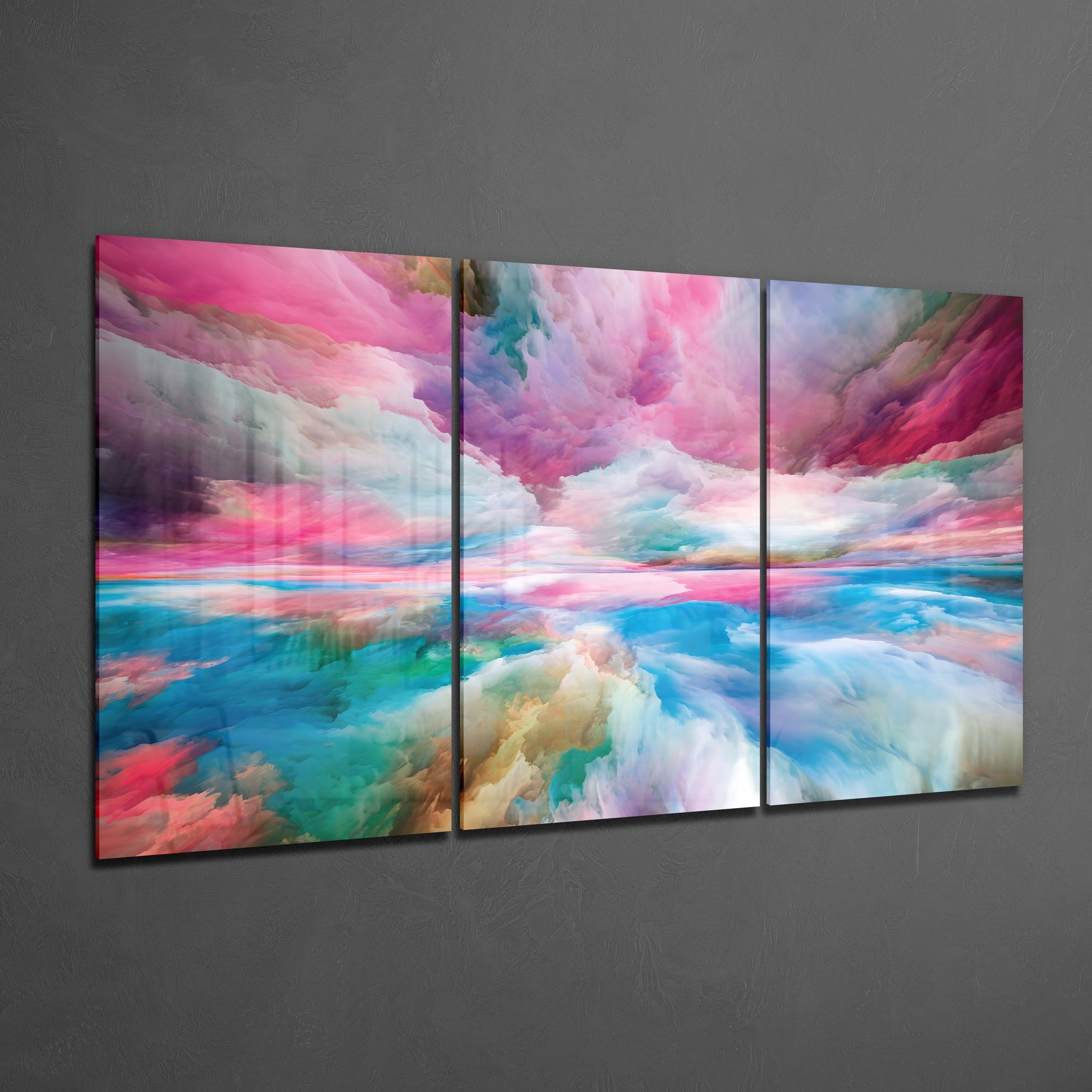 Colorful Clouds Glass Wall Art.