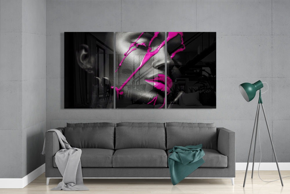 Pink Ink Glass Wall Art.