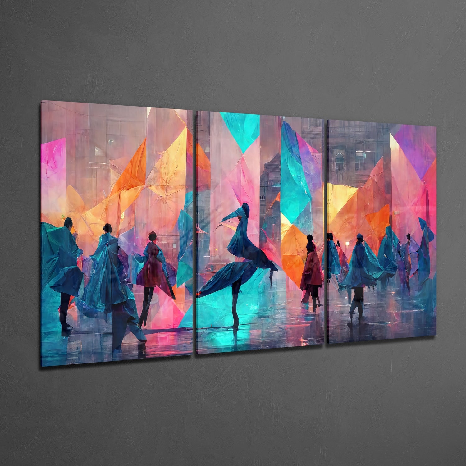 Dancing on the Street Glass Wall Art.