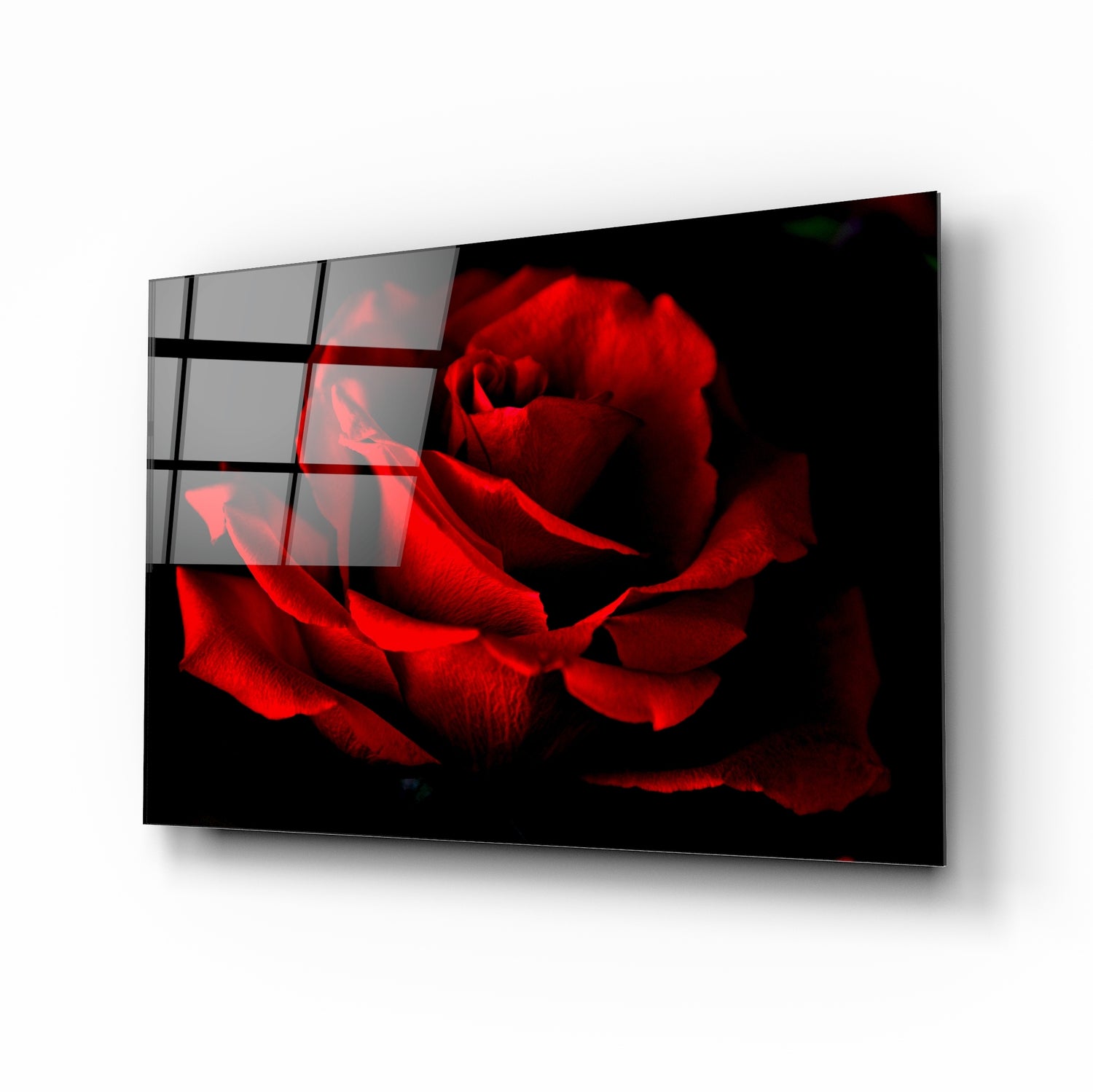Red Rose Glass Wall Art