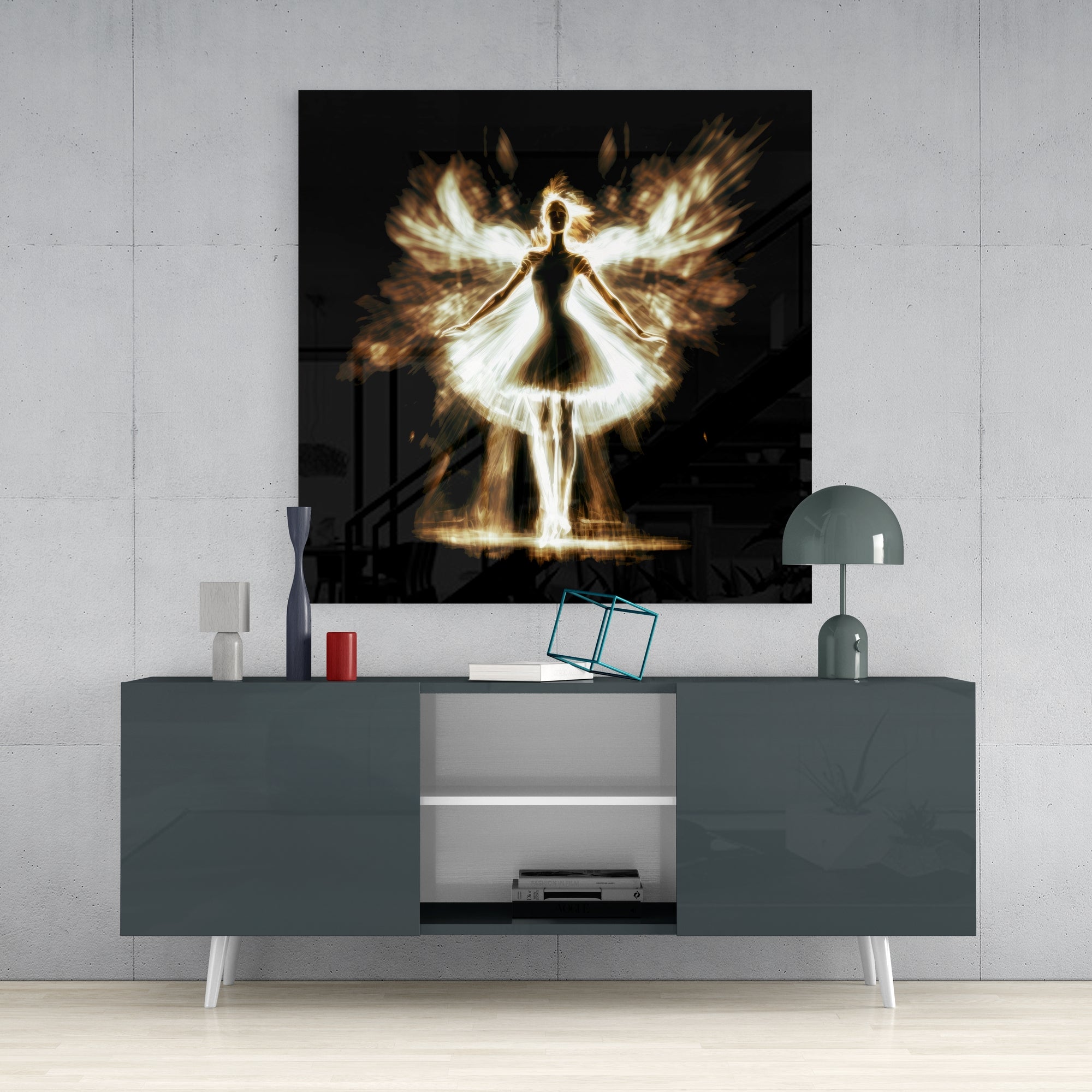 Flame Dancer Glass Wall Art  || Designers Collection.
