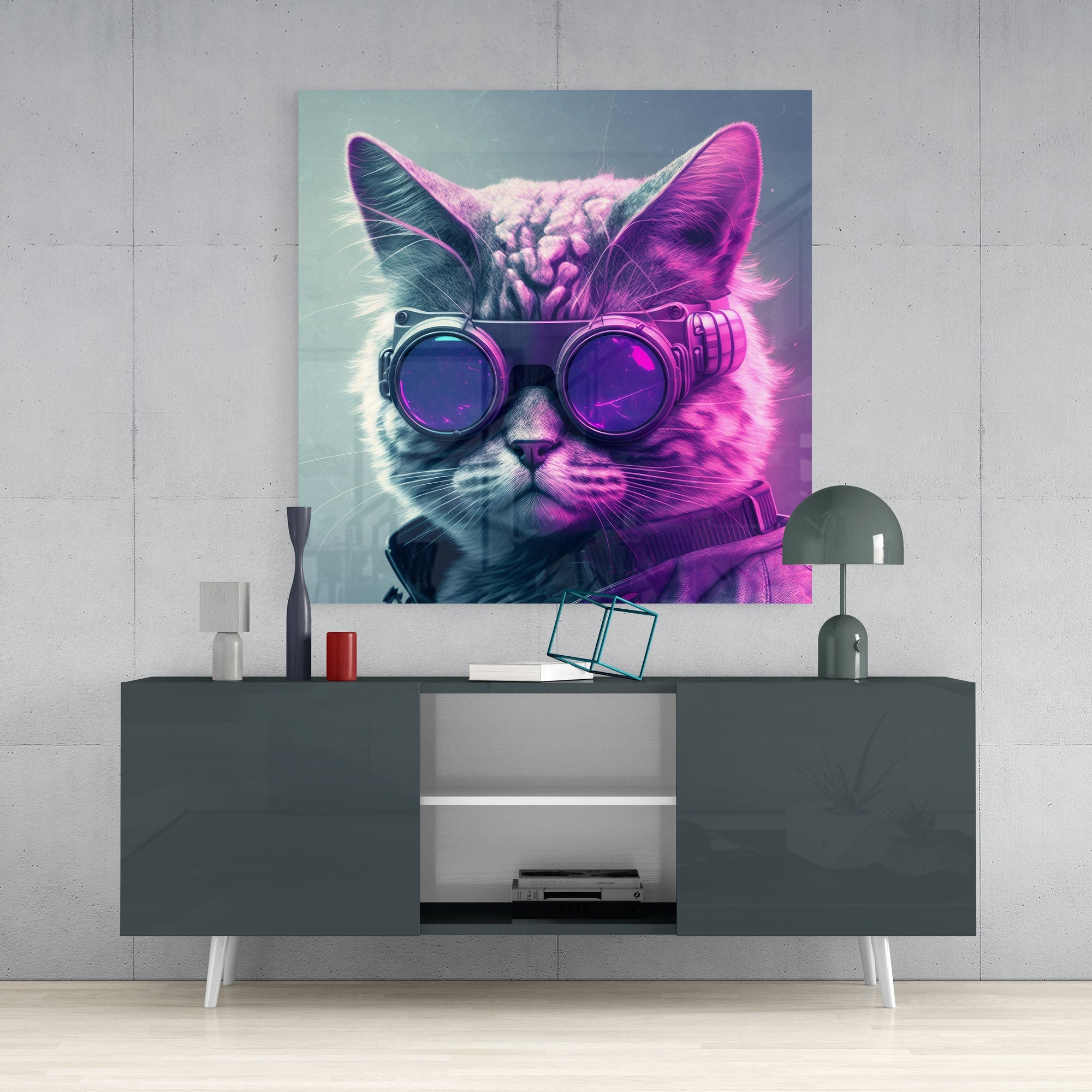 The Cat Glass Wall Art  || Designers Collection.