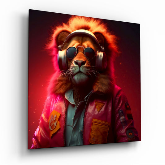 Hippie Lion Glass Wall Art  || Designers Collection.