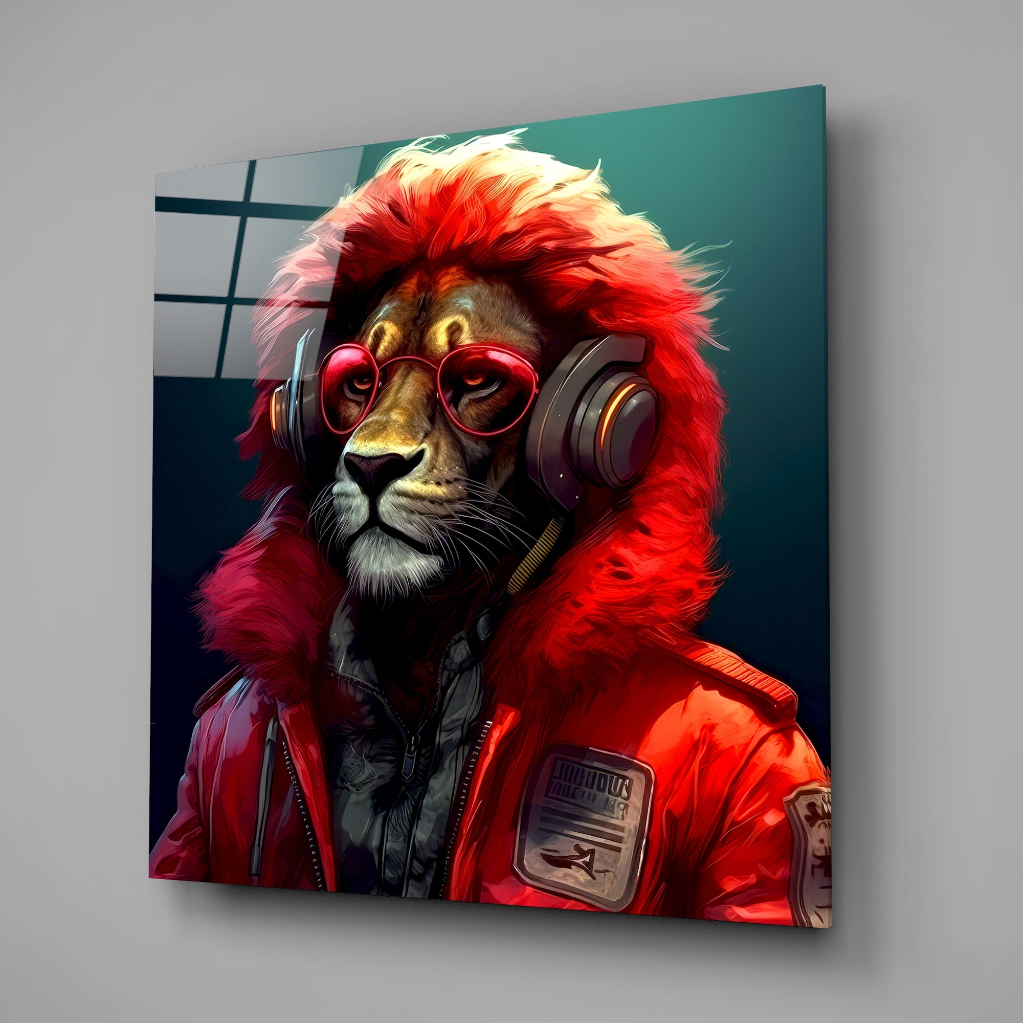 Hippie Lion Glass Wall Art  || Designers Collection.