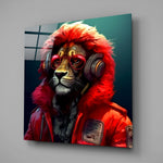 Hippie Lion Glass Wall Art  || Designers Collection.