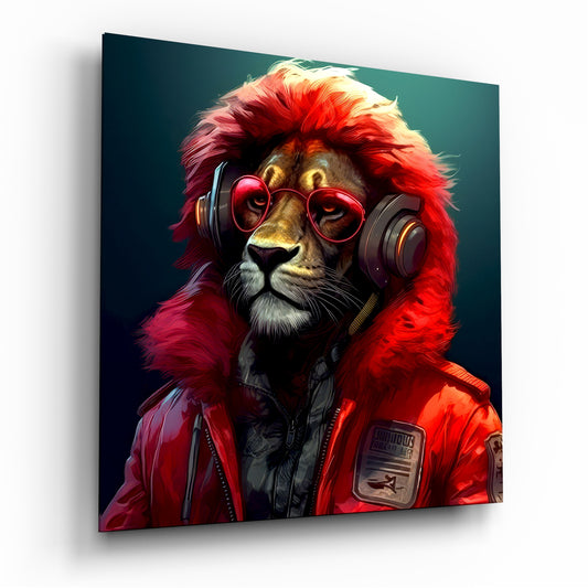 Hippie Lion Glass Wall Art  || Designers Collection.