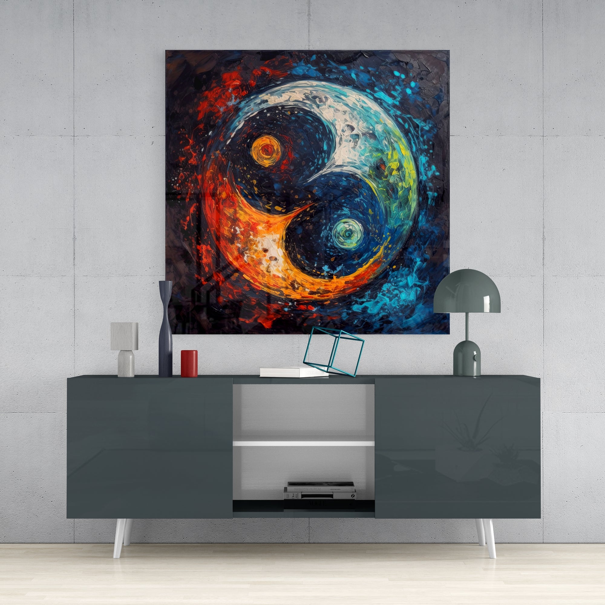 Sophisticated Ying and Yang Glass Wall Art  || Designers Collection.
