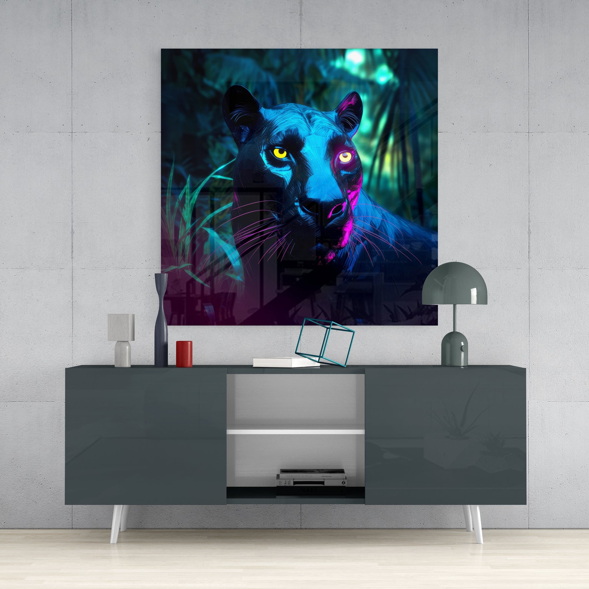 Panther Glass Wall Art  || Designers Collection.
