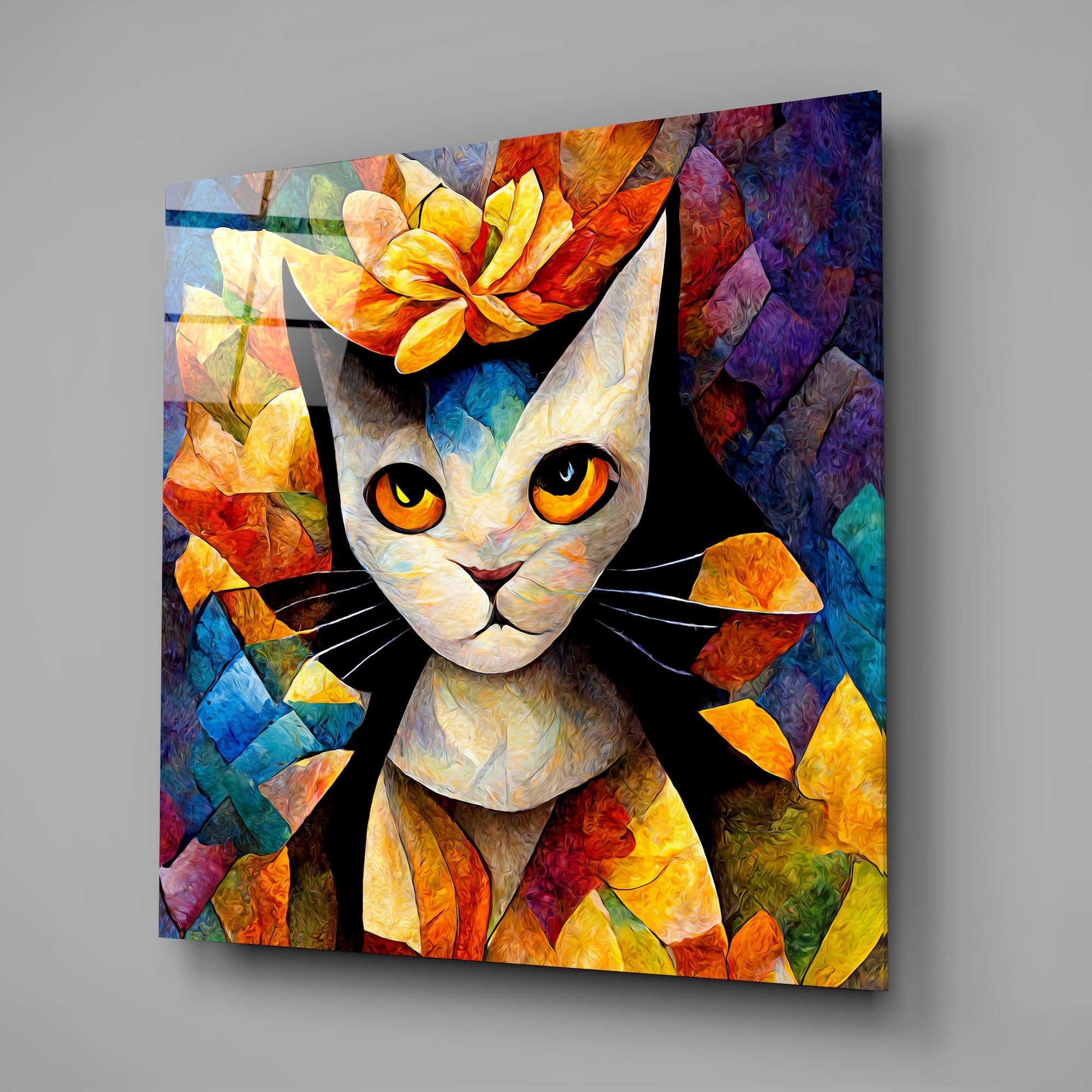 Amigucat Glass Wall Art  || Designers Collection.