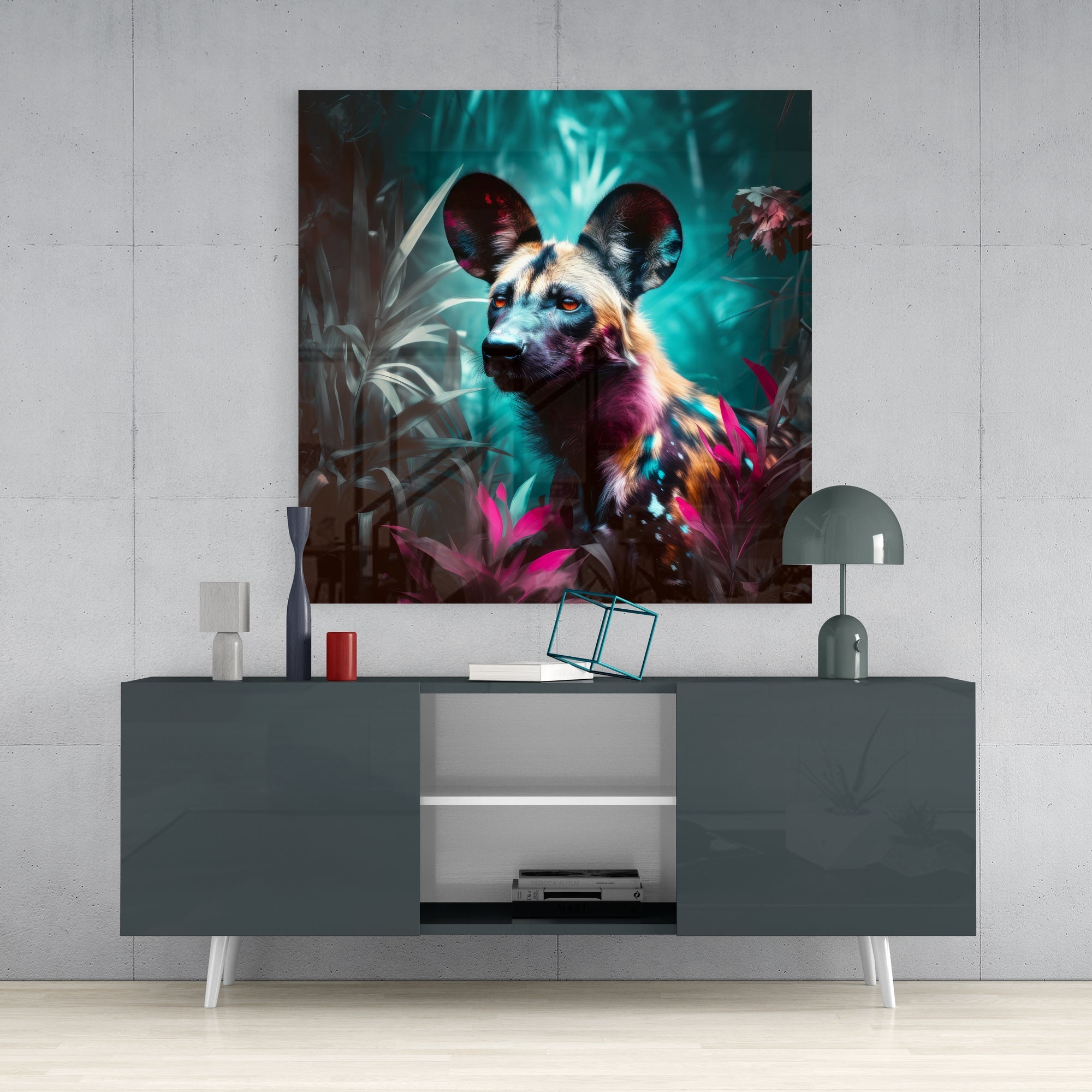 Forest Dog Glass Wall Art  || Designers Collection.