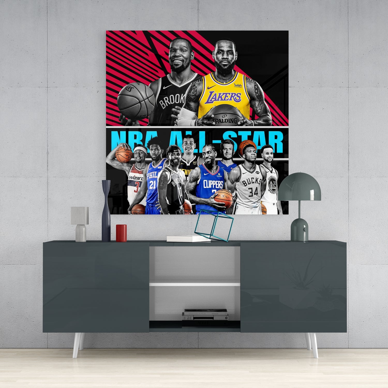 Nba All Star Glass Wall Art.