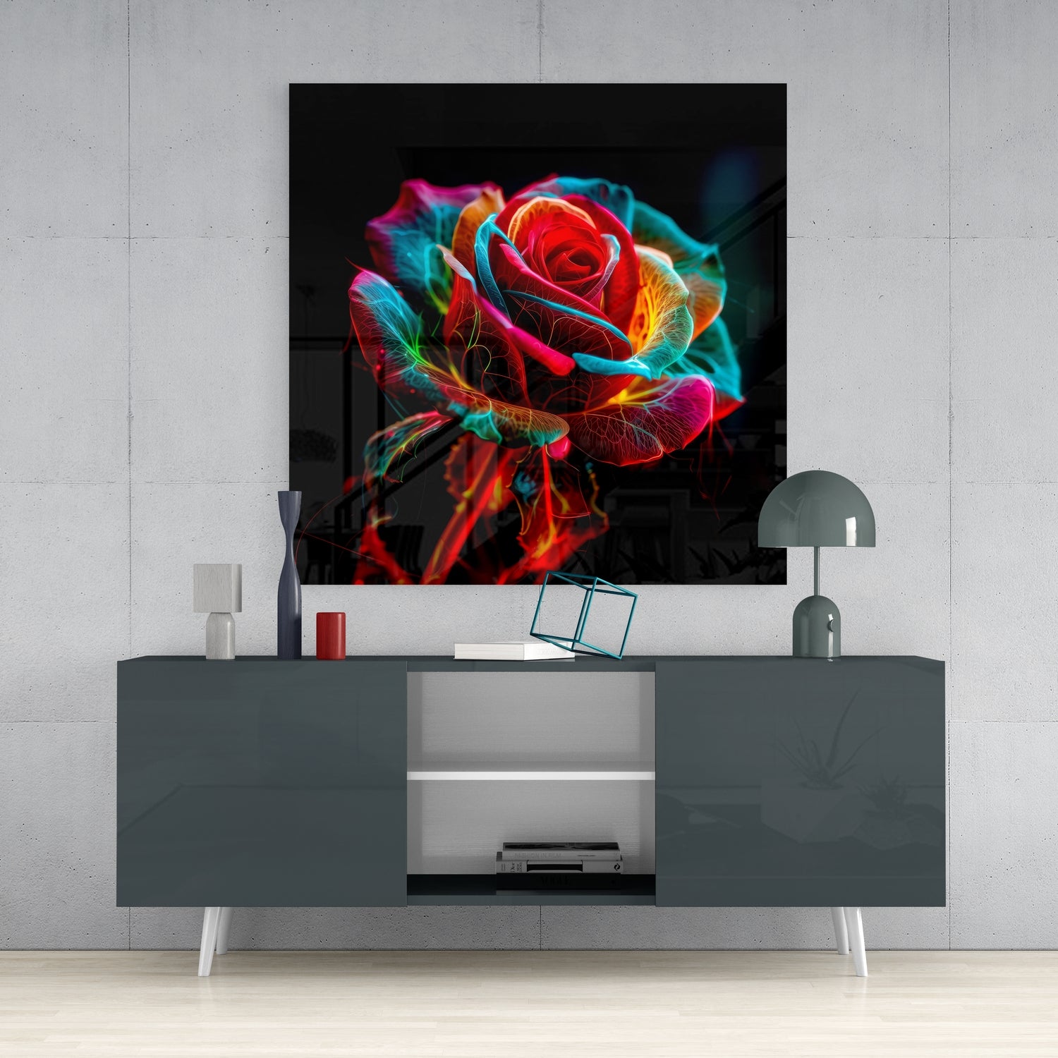 Rose Glass Wall Art.