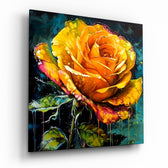 Yellow Rose Glass Wall Art.