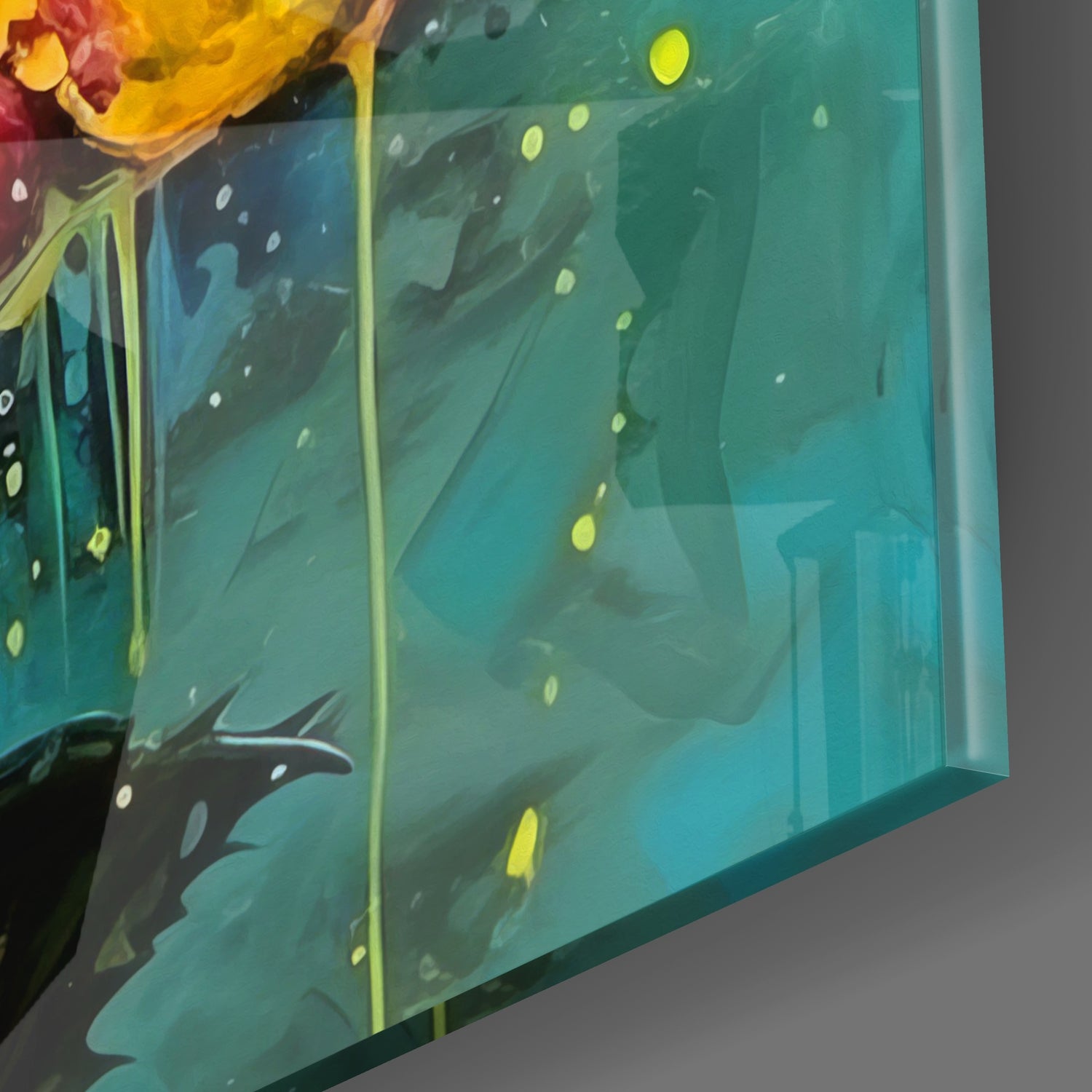 Yellow Rose Glass Wall Art.