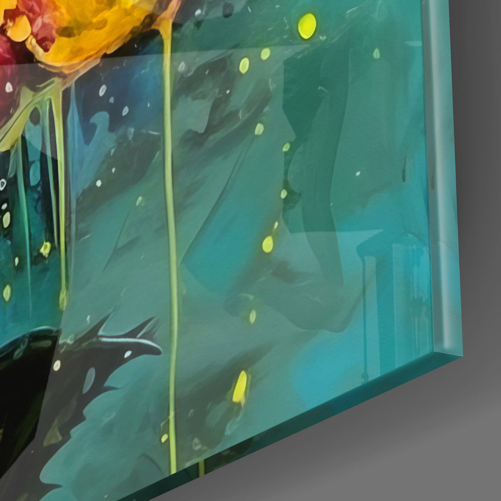 Yellow Rose Glass Wall Art.