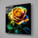 Yellow Rose Glass Wall Art.