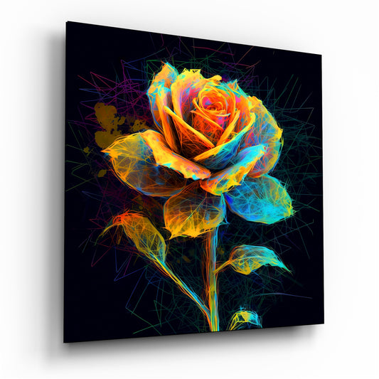 Yellow Rose Glass Wall Art.