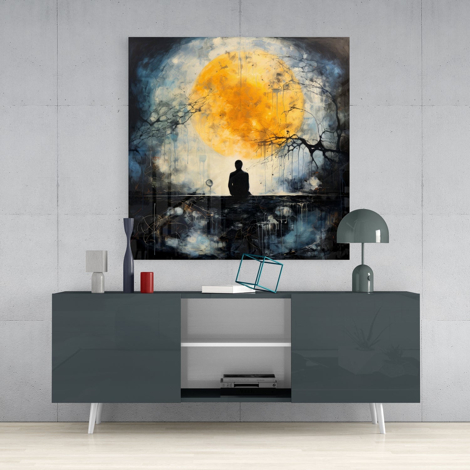 Night And Moonlight Glass Wall Art.