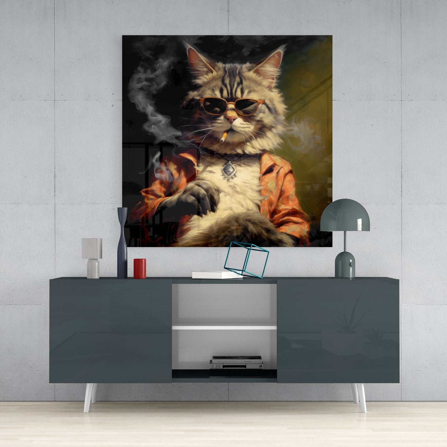 The Coolest Cat V2 Glass Wall Art.