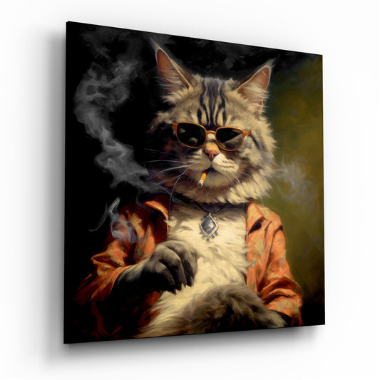 The Coolest Cat V2 Glass Wall Art.