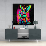 Retro Rabbit Glass Wall Art.