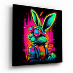 Retro Rabbit Glass Wall Art.