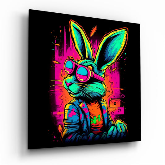 Retro Rabbit Glass Wall Art.