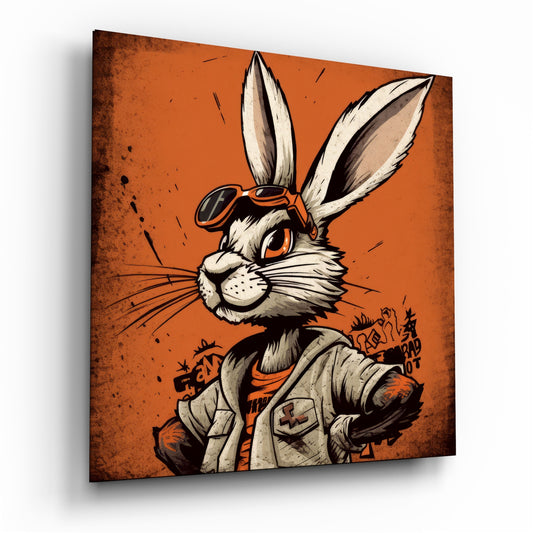 Cool Rabbit Glass Wall Art.