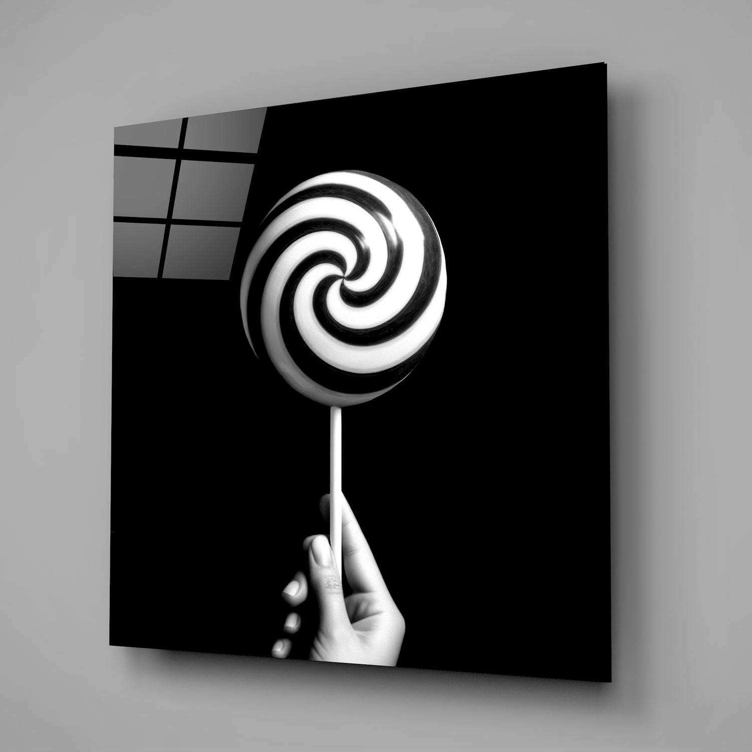Monochrome Lolipop Glass Wall Art.