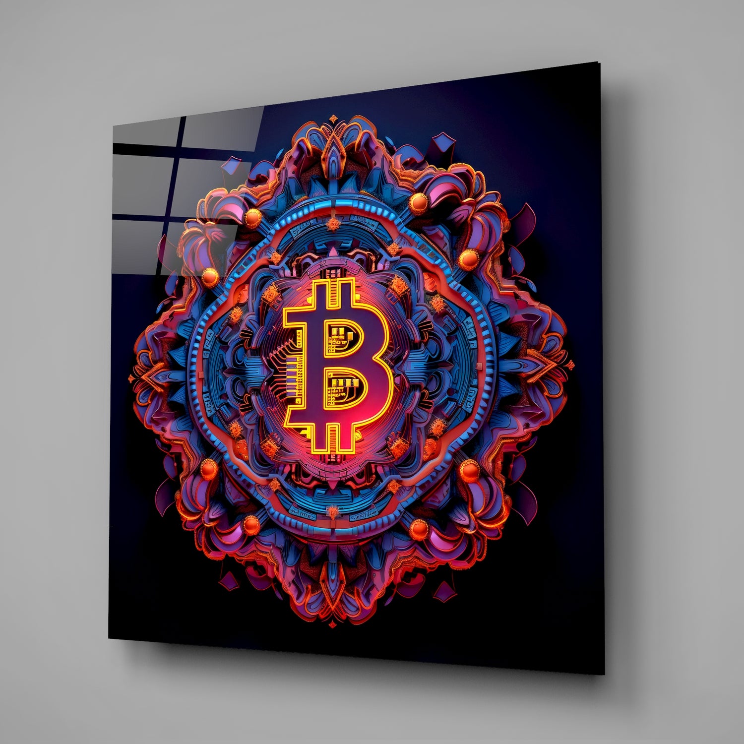 Bitcoin Glass Wall Art.