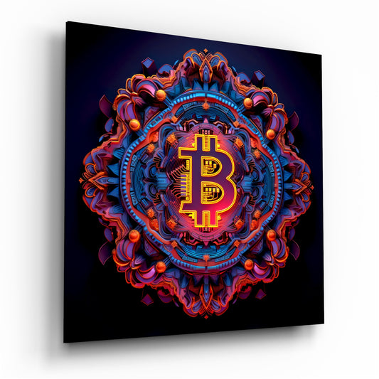 Bitcoin Glass Wall Art.