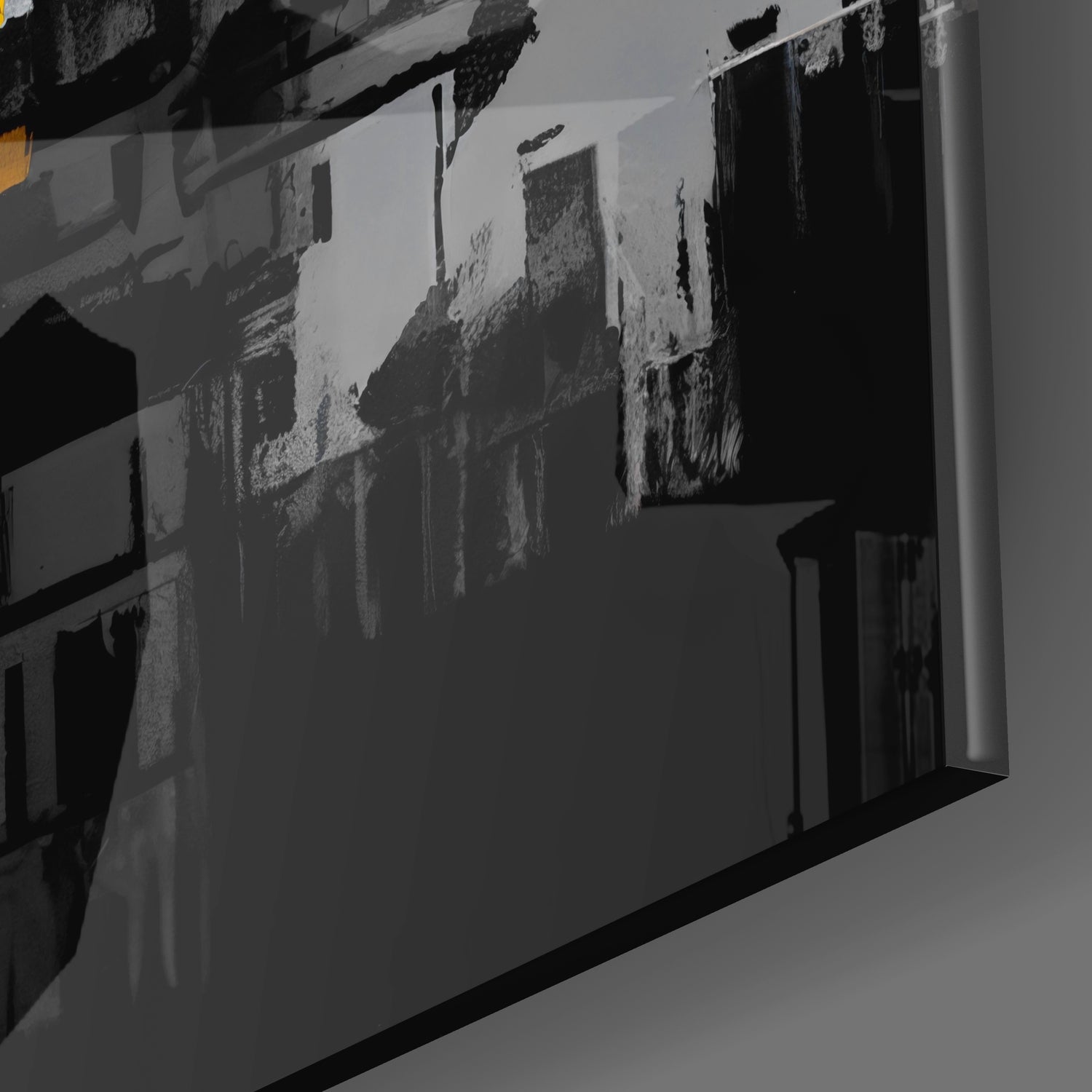 Gray City With Light Glass Wall Art.