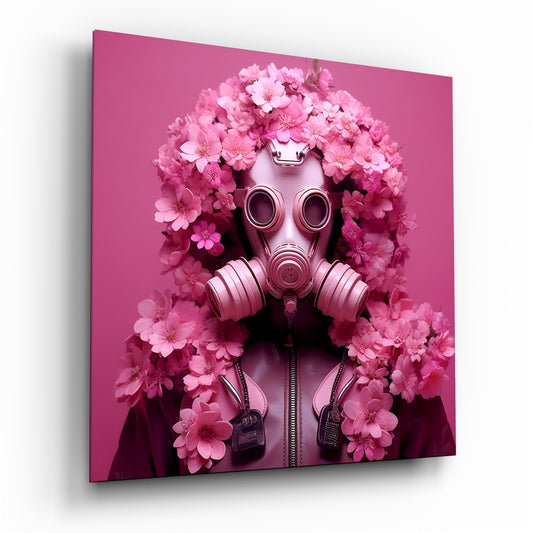 Flower Mask Glass Wall Art.