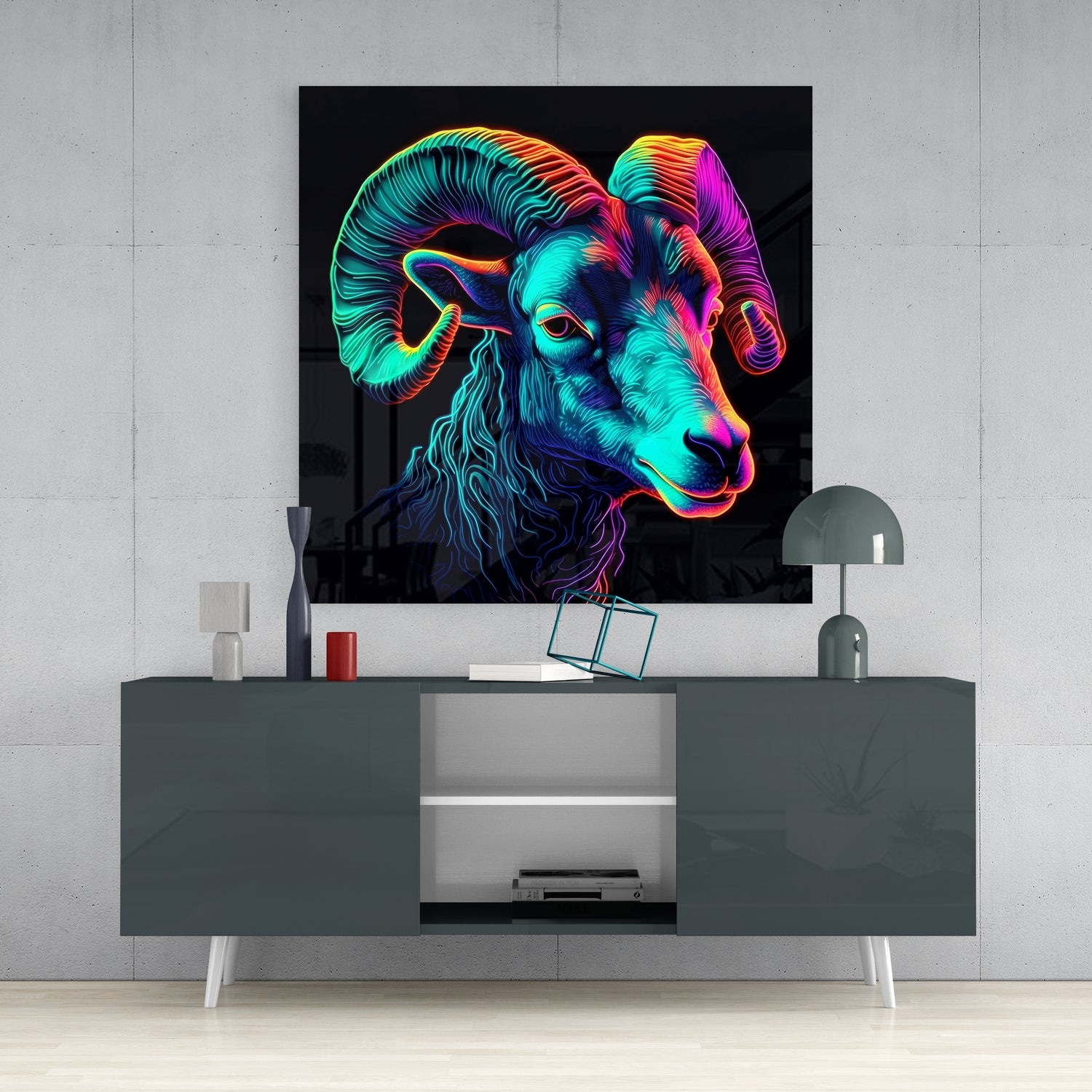 Ram Glass Wall Art.